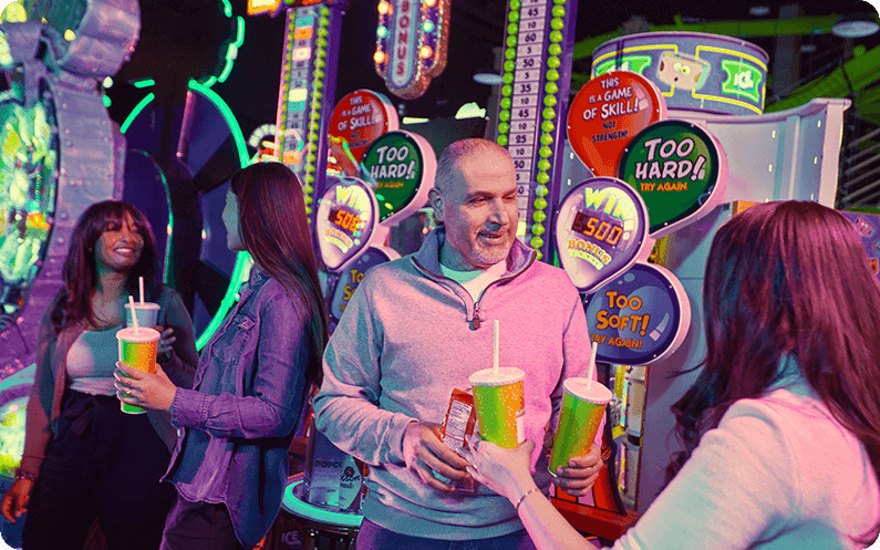 A group of coworkers at Playdium